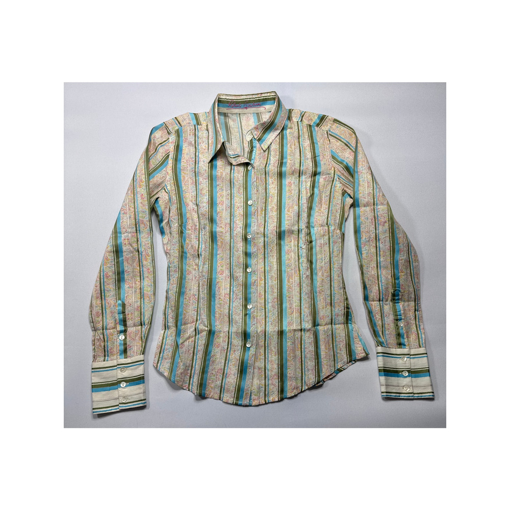 Robert Graham Women's Long Sleeve Striped Floral Striped Button Up Shirt - XS*